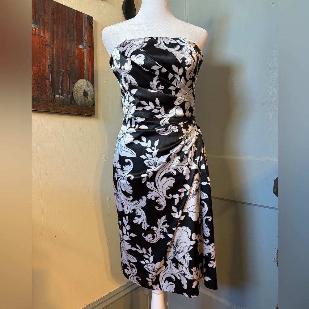 Elegant Black and White Floral Dress